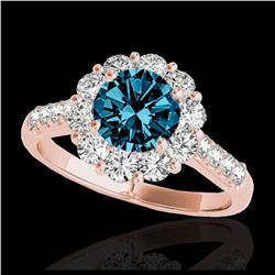 2.05 ctw SI Fancy Blue Diamond Halo Ring 10K White Gold