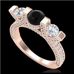 2 ctw VS Black Diamond Solitaire Halo Ring 10K Rose Gold