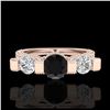 Image 2 : 2 ctw VS Black Diamond Solitaire Halo Ring 10K Rose Gold