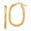 Image 1 : 14k Yellow Gold Textured Oval Hoop Earrings - 2x2 mm
