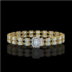 12.93 ctw Jade & Diamond Bracelet 14K Yellow Gold