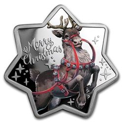 2019 Australia 1 oz Silver Christmas Reindeer (Star Shaped)