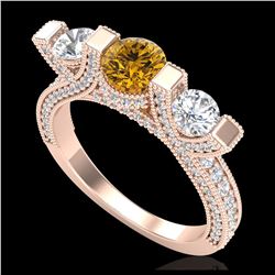 2.51 ctw SI/I Fancy Intense Yellow Diamond Ring 10K Rose Gold