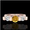 Image 2 : 2.51 ctw SI/I Fancy Intense Yellow Diamond Ring 10K Rose Gold