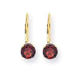 14k 18 mm Garnet Leverback Earrings