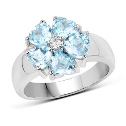 0.54 ctw Genuine Blue Diamond .925 Sterling Silver Ring