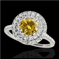 2 ctw SI Blue Diamond Solitaire Halo Ring 10K White Gold