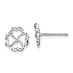 14k White Gold Diamond Fancy Clover Earrings - 9 mm
