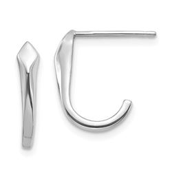 14k White Gold J-Hoop Post Earrings - 35 mm