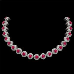 80.32 ctw Tourmaline & Diamond Halo Necklace 10K Yellow Gold