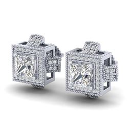 6 ctw Cushion Black Diamond Stud Earrings 14K Yellow Gold