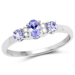 1.19 ctw Genuine Tanzanite .925 Sterling Silver Ring