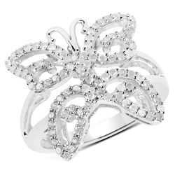 3.27 ctw Genuine Emerald and White Zircon .925 Streling Silver Ring