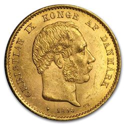 1873-1900 Denmark Gold 20 Kroner Christian IX BU (Random)