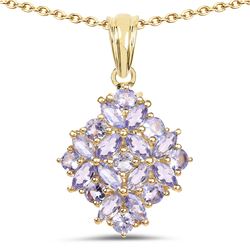 14K Yellow Gold Plated 3.25 ctw Genuine Golden Citrine & White Topaz .925 Sterling Silver Pendant