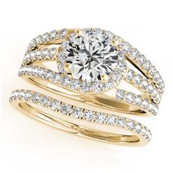 1.26 ctw VS/SI Cushion Diamond 2pc Set Halo 14K Yellow Gold