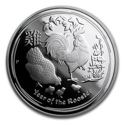 2017 Australia 1/2 oz Silver Lunar Rooster Proof (w/Box & COA)