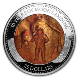 2019 Solomon Islands 5 oz Silver Mother of Pearl Moon Landing