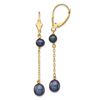 Image 1 : 14k Yellow Gold Black Rice Pearl Leverback Earrings - 5-7 mm