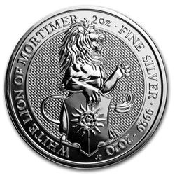 2020 Great Britain 2 oz Silver Queen's Beasts The White Lion