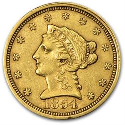 1854 $2.50 Liberty Gold Quarter Eagle XF