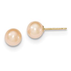14k 6-7 mm Pink Cultured Pearl Stud Earrings