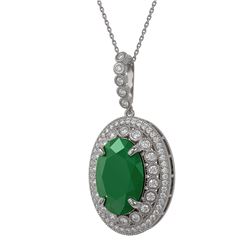 29.73 ctw Jade & Diamond Halo Necklace 10K Rose Gold