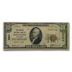 1929 Type 1 $10 Kingfisher\, OK VF (CH#9954)