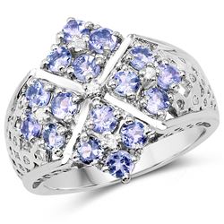 2.25 ctw Genuine Garnet and White Topaz .925 Sterling Silver Ring