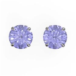 5.50 ctw Sky Blue Topaz & VS/SI Diamond Earrings 18K White Gold