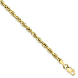 10k Yellow Gold 3 mm Semi-Solid Rope Chain - 7 in.