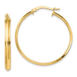 14k Yellow Gold Polished 3 mm XL Hoop Earrings - 33 mm