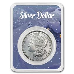 1878-1904 Morgan Silver Dollar Winter Scene Card BU (Random Year)