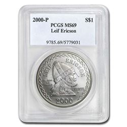 2000-P Leif Ericson $1 Silver Commem MS-69 PCGS