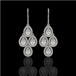 6.30 ctw Emerald & VS/SI Diamond Earrings 18K White Gold