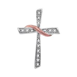 Sterling Silver Round Diamond Rectangle Frame Cluster Pendant 3/8 Cttw