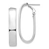 Image 1 : 14k White Gold Oval Omega Back Hoop Earrings - 7x15 mm