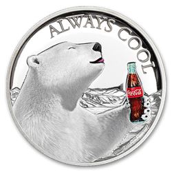 2019 Fiji 1 oz Proof Silver Cola-Cola Polar Bear HR