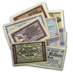 1923 German Weimar Republic Inflation Currency Set (9 Notes)