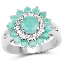 11.01 ctw Genuine Blue Topaz and White Zircon .925 Sterling Silver Ring