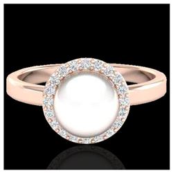 0.53 ctw Fancy Intense Blue Diamond Art Deco Ring 18K Rose Gold