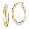 Image 1 : 14k Two-tone Oval Hoop Earrings