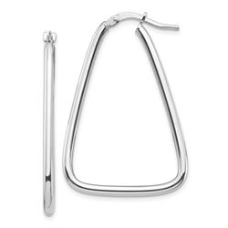 14k White Gold Polished Triangle Hoop Earrings - 2x25 mm