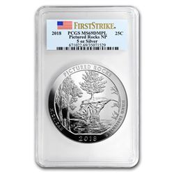 2018 5 oz Silver ATB Pictured Rocks MS-69 DMPL PCGS (FS)