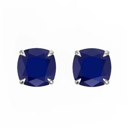 4 ctw Cushion Cut Sapphire Stud Earrings 18K White Gold