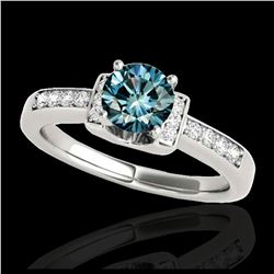 1.50 ctw Intense Fancy Yellow Diamond Ring 18K White Gold