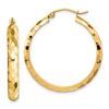 Image 1 : 14k Yellow Gold Diamond-cut Textured Hoop Earrings