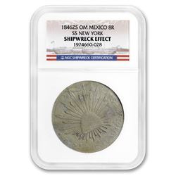 1846-ZS OM Mexico Silver 8 Reales (SS New York) Shipwreck Effect