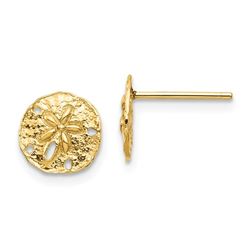 14k Yellow Gold Sand Dollar Post Earrings