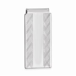 Rhodium-plated Hinged Money Clip w/ X-pattern